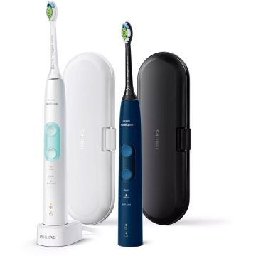 Philips Set 2 periuţe Philips Protective Clean 5100 HX6851/34, Mint White and Dark Blue