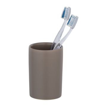 Recipient din ceramică pentru periuțele de dinți Wenko Polaris, maro