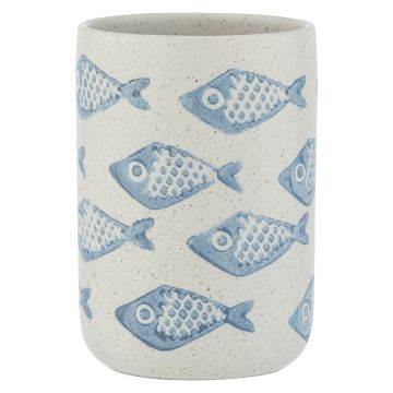 Suport ceramică pentru periuțe de dinți Wenko Aquamarin, alb - albastru