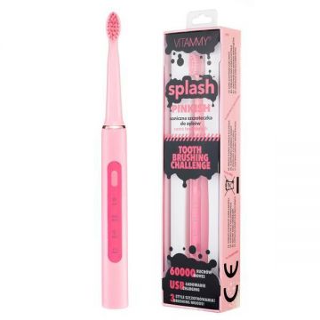 Periuta de dinti electrica Vitammy Splash TB8132A-CE Pinkish, 60000 vibratii/min, 3 moduri de periaj, Roz