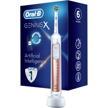 Periuta de dinti electrica ORAL-B Genius X, Inteligenta artificiala, Curatare 3D, Bluetooth, 8800 oscilatii/min, 6 programe, 1 capat, Roz