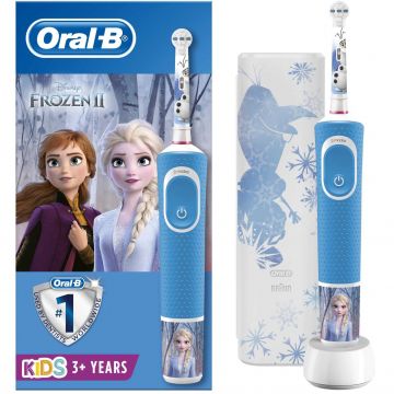 Periuta de dinti electrica pentru copii Oral-B Vitality Frozen, 2 programe, 1 capat, Trusa de calatorie, Albastru