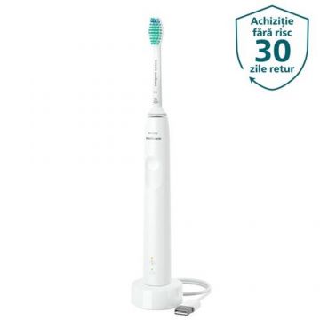 Periuta de dinti electrica Philips Sonicare 3100, senzor presiune, smart timer, Alb