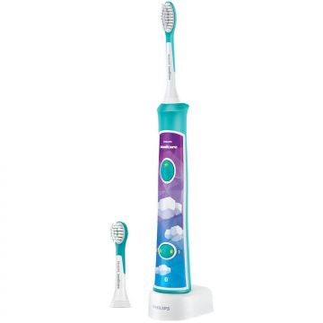 Periuta de dinti electrica Philips Sonicare For Kids HX6322/04, 62000 oscilatii, 2 programe, 2 capete, Albastru