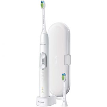 Periuta de dinti electrica Philips Sonicare ProtectiveClean HX6877/29, 62000 oscilatii, 3 programe, 2 capete, Alb/Argintiu