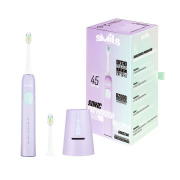 Periuta de dinti electrica Vitammy Smils Jelly, 82.000 de miscari/min, 5 programe de periaj, baza incarcare USB, 2 capete periuta, Violet