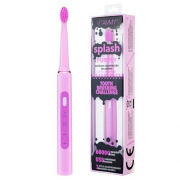 Periuta de dinti electrica VITAMMY Splash TB8132A-CE Purply, 60000 vibratii/min, 3 moduri de periaj, Violet