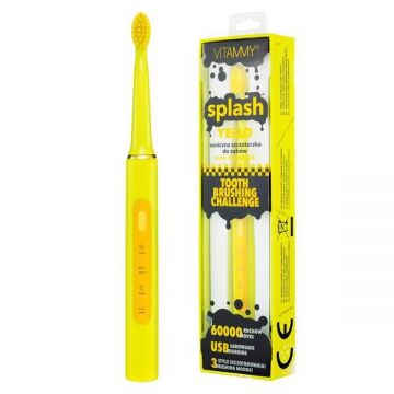 Periuta de dinti electrica VITAMMY Splash TB8132A-CE Yello, 60000 vibratii/min, 3 moduri de periaj, Galben