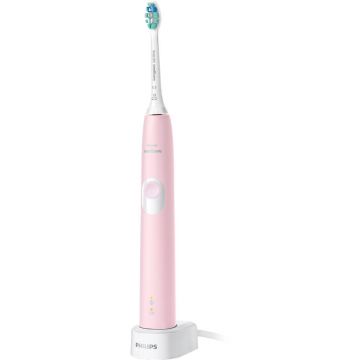 Periuta de dinti sonica electrica Philips Sonicare ProtectiveClean 4300 HX6806/04, 62000 miscari/min., 2 intensitati, Senzor presiune, 1 cap de periere, Roz pal