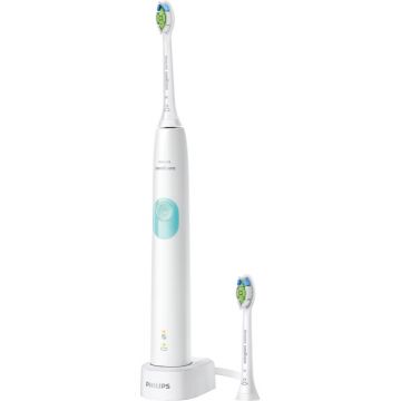 Periuta de dinti sonica electrica Philips Sonicare ProtectiveClean 4300 HX6807/51, 62.000 miscari/min, Senzor de presiune, Indicator baterie, 2 capete, Alb