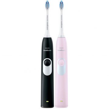 Set 2 periute de dinti electrice Philips Sonicare HX6232/41, 62000 miscari/min, 1 program, 2 capete, Roz/Negru