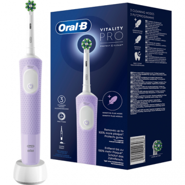 Periuta electrica Oral-B Vitality Pro D103, 3 Trepte de intensitate, 3 programe, Autonomie acumulator 28 min, 7600 pulsatii/min (Mov)