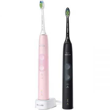 Set 2 Periute de dinti electrice Sonicare HX6830/35 2 programe 62000 oscilatii Negru Roz