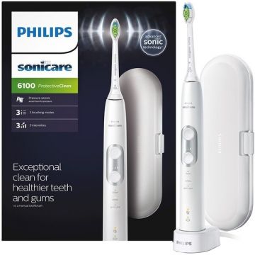 Periuta De Dinti Electrica HX6877/28 Sonicare ProtectiveClean 6100 3 Programe 62000 Miscari/min 1 Capat Alb