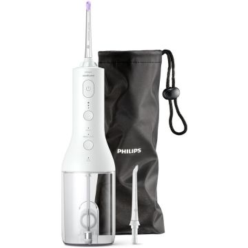 Philips Aparat de curatare interdentara Philips Sonicare Power Flosser HX3826/31, tehnologie QuadStream, 2 capete de curatare, 2 moduri de curatare, 3 niveluri de intensitate, husa, Alb