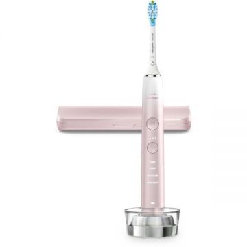 Philips Periuta de dinti electrica Philips Sonicare DiamondClean 9000 HX9911/84, 62000 miscari/min, 4 moduri de curatare, 3 nivele intensitate, senzor presiune, functia BrushSync, aplicatie Sonicare, wireless Bluetooth, toc transport, baza de incarcare,