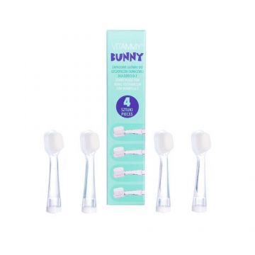 Set 4 rezerve periuta de dinti Vitammy Bunny, fibre nano, Alb