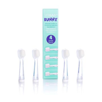 Set 4 rezerve periuta de dinti Vitammy Bunny, fibre nano, Alb