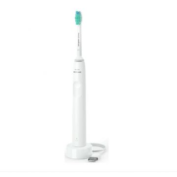 Periuta de dinti sonica electrica Philips Sonicare Seria 2100 HX3651/13, 31000 miscari/minut, Cronometru Quadpacer si SmarTimer, Design ergonomic subţire, 1 capat de periere, Alb