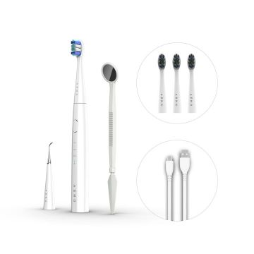 AENO periuta de dinti electrica sonica, DB8, alb, 3 moduri, 3 capete de perie + 1 instrument de curatare, 1 oglinda, 30000rpm, 100 de zile fara incarcare, IPX7