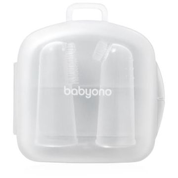 BabyOno Silicone Toothbrush periuta de dinti pentru deget pentru copii cu sac