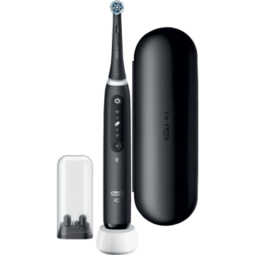 BRAUN Periuta de dinti electrica Oral-B iO5 cu Tehnologie Magnetica si Micro-Vibratii, Inteligenta artificiala, Display conversational, Senzor de presiune Smart, 5 moduri, 1 capat, Trusa de calatorie, Negru