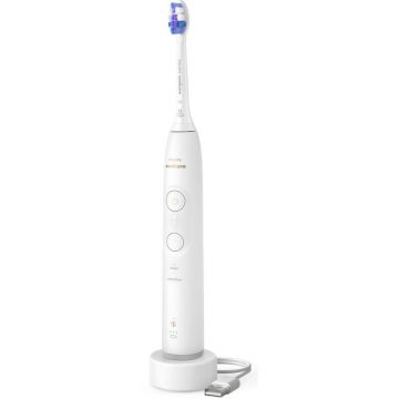 CANDY Periuta de dinti electrica Philips Sonicare HX7400/01, 62.000 miscari/minut, autonomie 21 zile, 2 moduri de periere, 3 intensitati, senzor presiune luminos, functia BrushSync, Alb