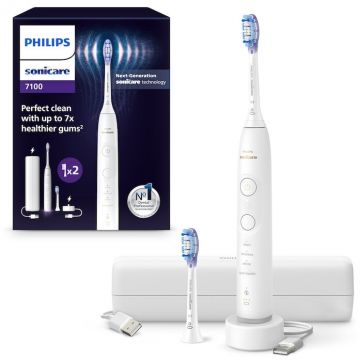 CANDY Periuta de dinti electrica Philips Sonicare HX7420/02, 62.000 miscari/minut, apilcatie, autonomie 21 zile, 4 moduri, 3 intensitati, senzor presiune luminos, functia BrushSync, 2 capete periere GumCare, toc functie incarcare, alb