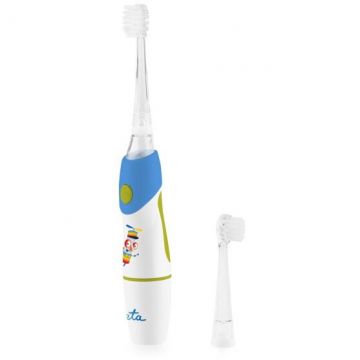 Eta Periuta de dinti ETA, Sonetic ETA071090020, Functioneaza cu baterii, Pentru copii, Numar de capete de periuta incluse 2, Numar de moduri de periere a dintilor 1, Albastru-Alb
