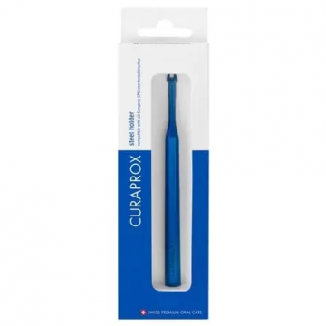 Maner Metalic, Curaprox, pentru Periutele Interdentare, din Otel Inoxidabil, Culoare Albastra