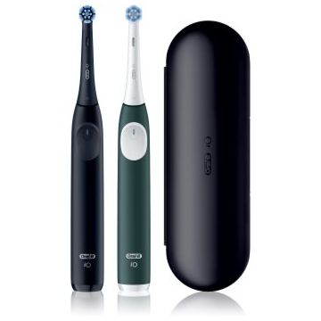 Oral-B iO2 Clean & Gentle periuta de dinti electrica cu sac pachet duo Matt Black & Forest Green