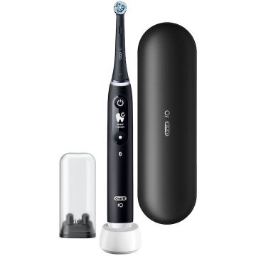 Oral-b Periuta de dinti electrica Oral-B iO6 cu Tehnologie Magnetica si Micro-Vibratii, Inteligenta artificiala, Display led interactiv, Senzor de presiune Smart, Timer vizibil, 5 moduri, 1 capat, Trusa de calatorie, Negru