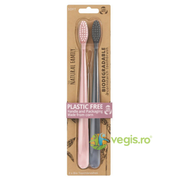 Periuta de Dinti Biodegradabila (Rose Quartz&Monsoon Mist) 2buc