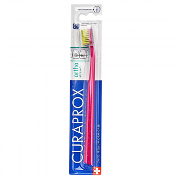 Periuta de Dinti, Curaprox, Ortho, Ultra Soft, pentru Aparate Dentare, Curatare Delicata, Culoare Roz