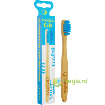 Periuta de Dinti din Bambus pentru Copii  Albastra