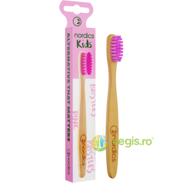 Periuta de Dinti din Bambus pentru Copii Roz