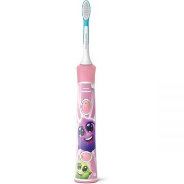 Periuta de dinti electrica copii PHILIPS For Kids HX6352/42, 62.000 miscari/min, 2 programe, 2 capete, roz