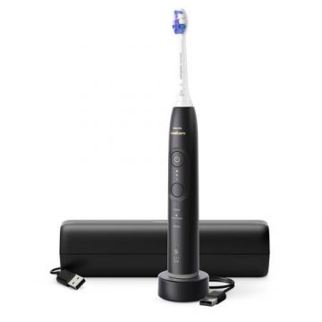 Periuta de dinti electrica Philips Seria 6500 HX7411/02, 62000 miscari/minut, Senzor presiune, 3 moduri periaj, Husa calatorie, 1 capat inclus (Negru)