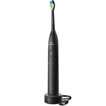 Periuta de dinti electrica Philips Sonicare 5300 HX7101/01, 62000 miscari/min, 2 trepte intensitate, Memento BrushSync, Alerta presiune, Temporizator 2 min, 1 capat, Negru