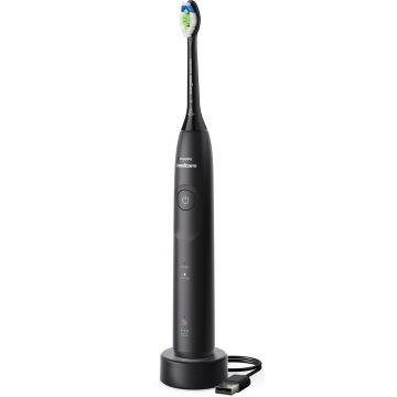 Periuta de dinti electrica Philips Sonicare 5500 HX7111/01, 62000 miscari/min, 2 moduri periere, Alerta presiune, Temporizator, Memento BrushSync, 1 capat, Negru