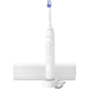 Periuta de dinti electrica Philips Sonicare 6100 HX7400/06, 62000 miscari/min, 2 moduri, 3 trepte intensitate, Temporizator, Memento BrushSync, Alerta presiune, 1 capat, Alb