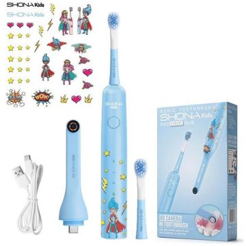 Periuta de Dinti Electrica Sonic Vision Kido + Stickers + Wi-Fi Camera Blue