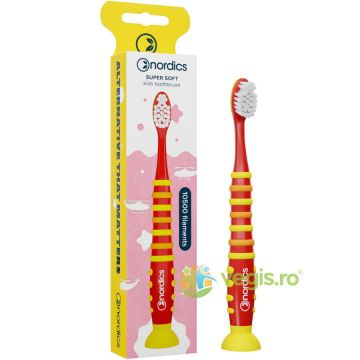Periuta de Dinti Premium pentru Copii 10500 Filamente, Super Soft, Rosu