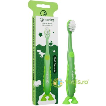 Periuta de Dinti Premium pentru Copii 6090 Filamente, Super Soft, Verde