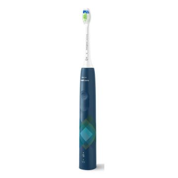 Periuta de dinti sonica electrica Philips Sonicare Seria 4100 HX3689/42, 31000 miscari/minut, 1 mod de curatare, 2 intensitati, senzor presiune, functii BrushSync & SmartTimer, 1 cap de periere (Albastru)