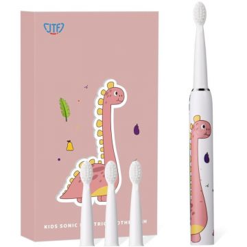 Periuta Dinti Electrica Copii, JTF Sonic, Roz, J20C, 4 Capete Periuta, Cablu Incarcare