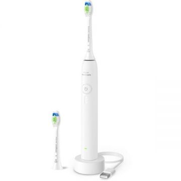 Philips Periuta de dinti electrica  Philips Sonicare 3100 HX4032/21, Senzor presiune, 1 mod, 3 intensitati, Fluid Action, BrushPacer, SmartTimer, autonomie 14 zile, Alb