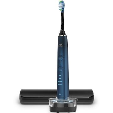 Philips Periuta de dinti electrica Philips Sonicare DiamondClean 9000 HX9911/88, 62000 miscari/min, 4 moduri de curatare, 3 nivele intensitate, senzor presiune, functia BrushSync, aplicatie Sonicare, wireless Bluetooth, toc transport, baza de incarcare,