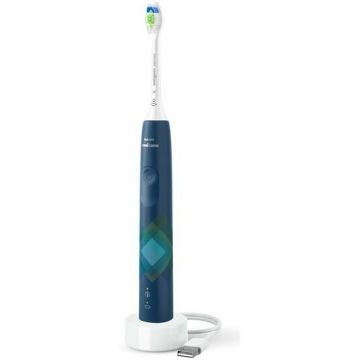 Philips Periuta de dinti sonica electrica Philips Sonicare Seria 4100 HX3689/42, 31000 miscari/minut, 1 mod de curatare, 2 intensitati, senzor presiune, functii BrushSync & SmartTimer, 1 cap de periere , Albastru