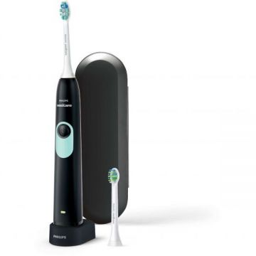 Philips Periuta sonica electrica Philips Sonicare HX6212/89, mod de curatare Clean, 2 capete de periere, 62.000 miscari/minut, SmarTimer, Toc de transport, Negru